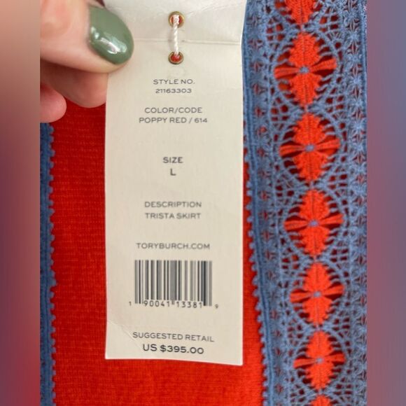 Tory Burch Orange Knit and Crochet Skirt Size Small $395. NWT size L - Picture 7 of 9